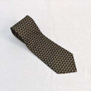 Brioni Peacock Print Black/Gold Classic Tie Made in Italy